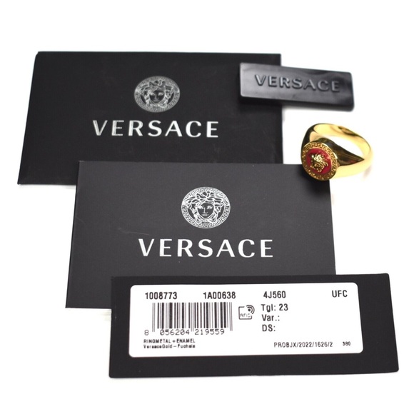 NWT VERSACE Gold Red Medusa Logo Ring - Picture 4 of 10